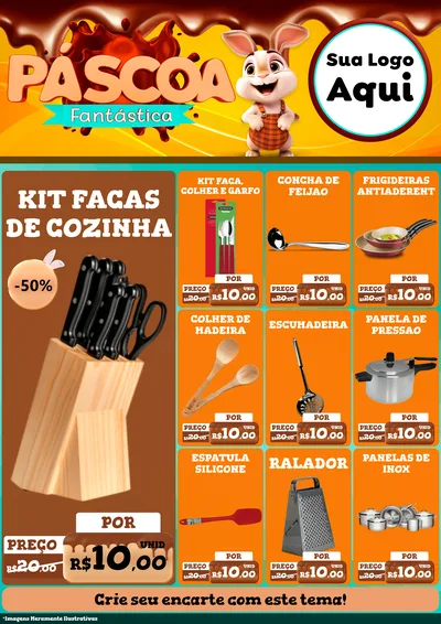 Modelo de Encarte para Encarte A4 Vertical com o tema Páscoa Fantástica para Utilidades Domésticas