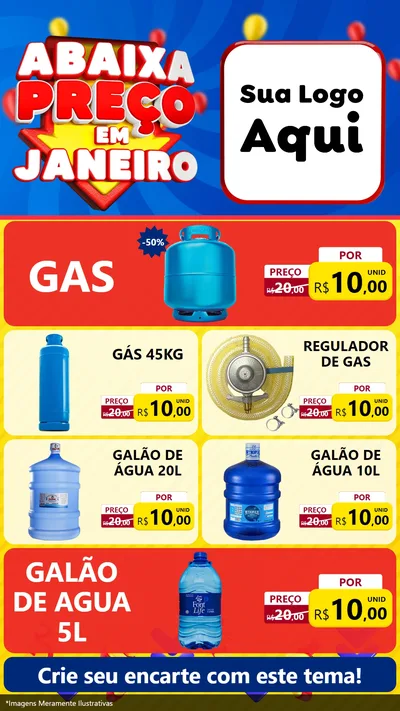 Modelo de TV para TV Vertical com o tema Abaixa Preço em Janeiro para Água e gás