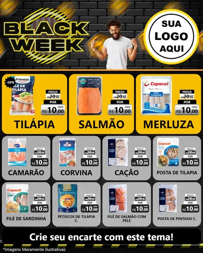 Modelo de Rede Social para Feed Instagram com o tema Black Week para Peixaria