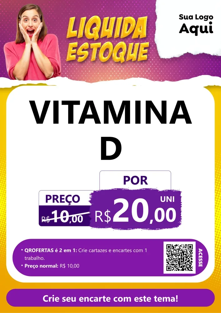 Modelo de Cartaz para Cartaz A4 Vertical com o tema Liquida estoque para Farmácia