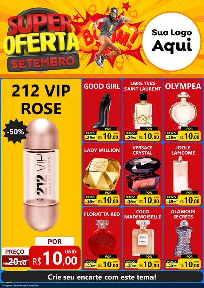Modelo de Encarte para Encarte A4 Vertical com o tema Super Oferta Setembro para Perfumes