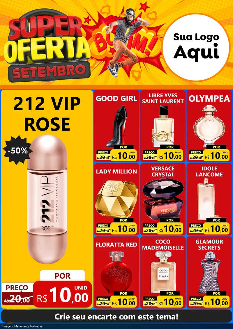 Modelo de Encarte para Encarte A4 Vertical com o tema Super Oferta Setembro para Perfumes