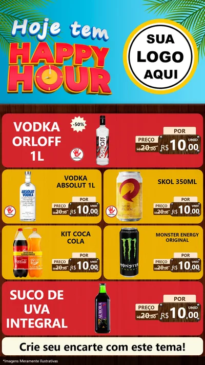 Modelo de TV para TV Vertical com o tema Hoje Tem Happy Hour para Distribuidora de bebidas