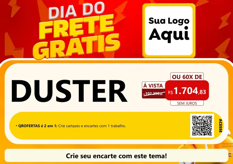 Modelo de Cartaz para Cartaz A4 Horizontal com o tema Dia do Frete Grátis para Concessionaria de Carros