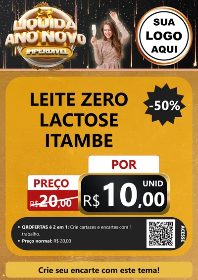 Modelo de Cartaz para Cartaz A4 Vertical com o tema Liquida Ano Novo Imperdível para Frios e Laticínios
