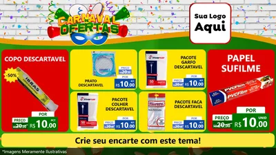 Modelo de TV para TV Horizontal com o tema Carnaval de Ofertas para Embalagens