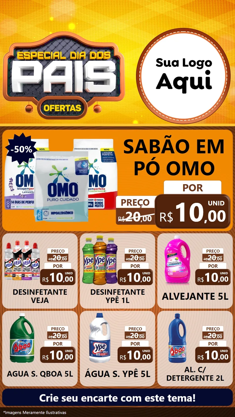 Modelo de Rede Social para Stories com o tema Especial Dia dos Pais para Produtos de Limpeza