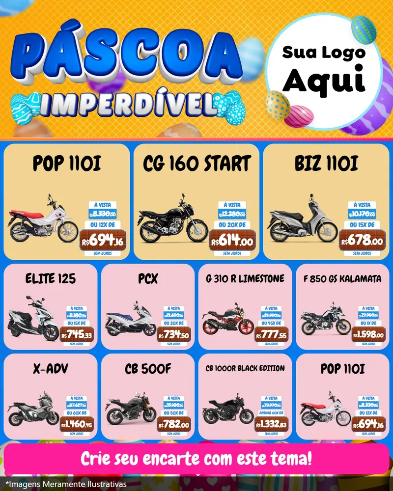 Modelo de Rede Social para Feed Instagram com o tema Páscoa Imperdível para Concessionaria de Motos