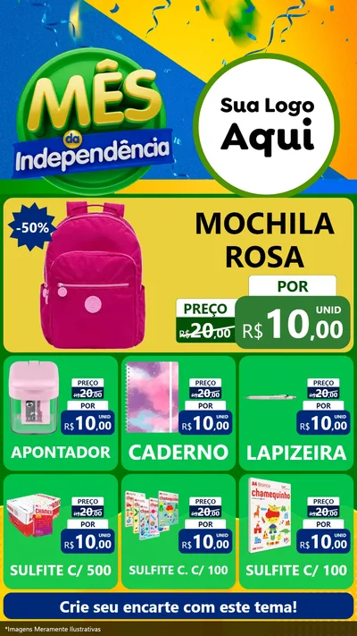 Modelo de Rede Social para Stories com o tema Mês da Independência para Papelaria