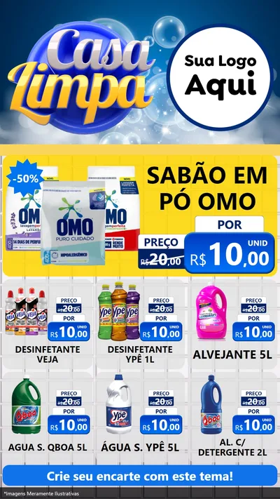 Modelo de Rede Social para Stories com o tema Casa Limpa para Produtos de Limpeza