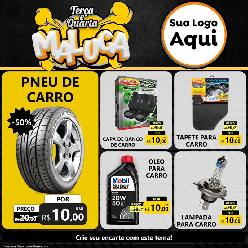 Modelo de Rede Social para Feed Facebook com o tema Terça e Quarta Maluca para Auto peças