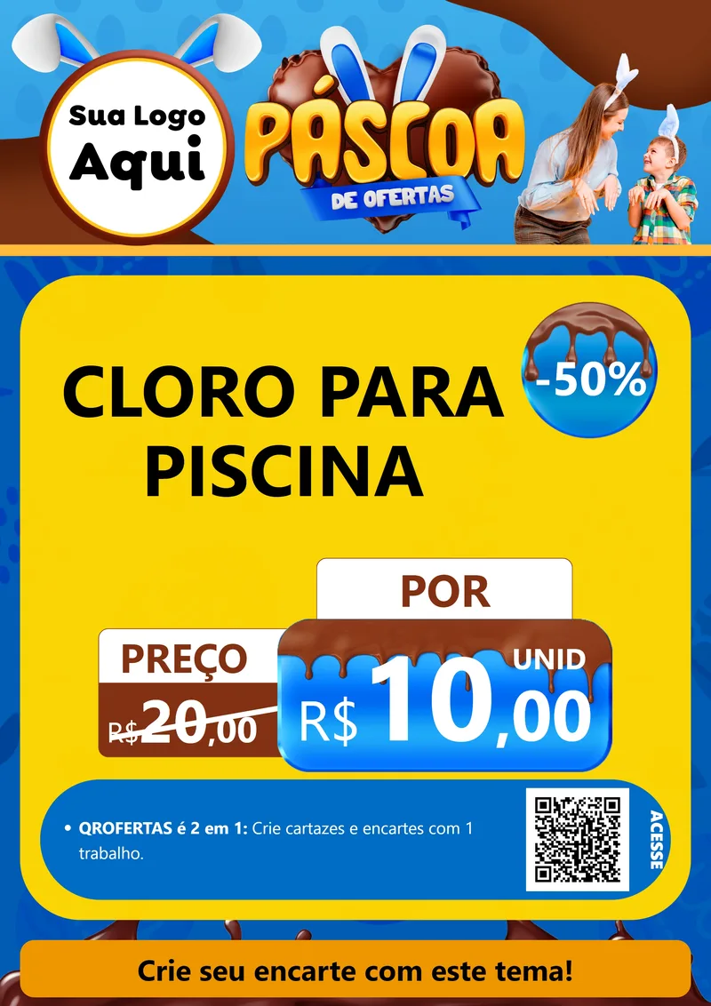 Modelo de Cartaz para Cartaz A4 Vertical com o tema Páscoa de Ofertas para Produtos para Piscina