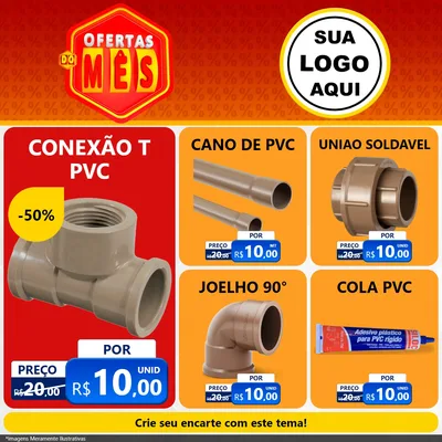 Modelo de Rede Social para Feed Facebook com o tema Ofertas do Mês para Tubos e conexões