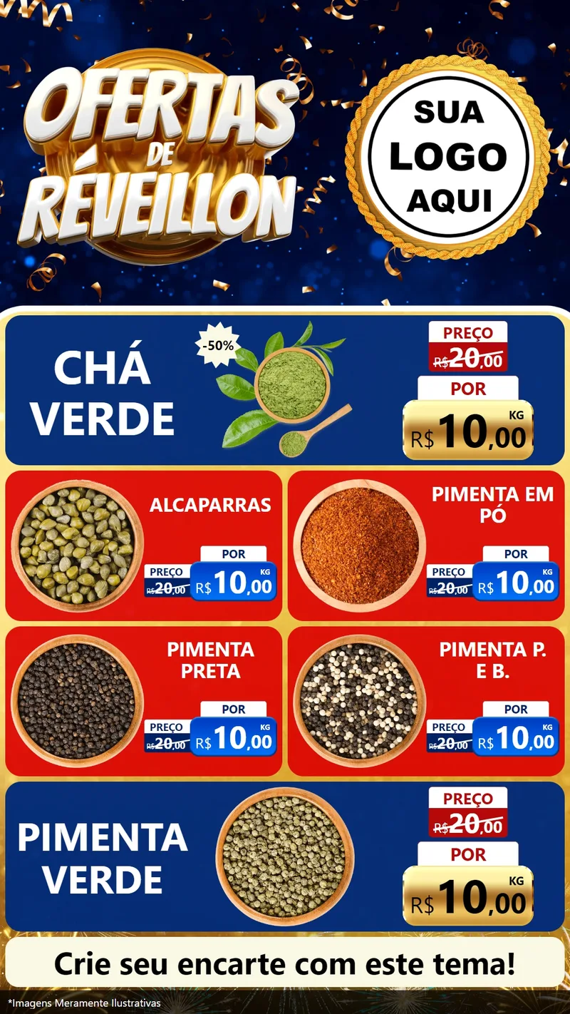 Modelo de TV para TV Vertical com o tema Ofertas de Réveillon para Produtos Naturais