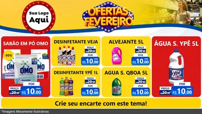 Modelo de TV para TV Horizontal com o tema Ofertas de Fevereiro para Produtos de Limpeza