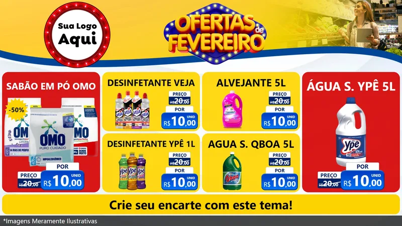 Modelo de TV para TV Horizontal com o tema Ofertas de Fevereiro para Produtos de Limpeza