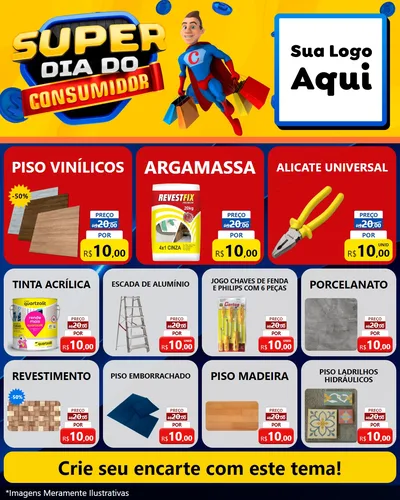 Modelo de Rede Social para Feed Instagram com o tema Super Dia do Consumidor para Material para Construção