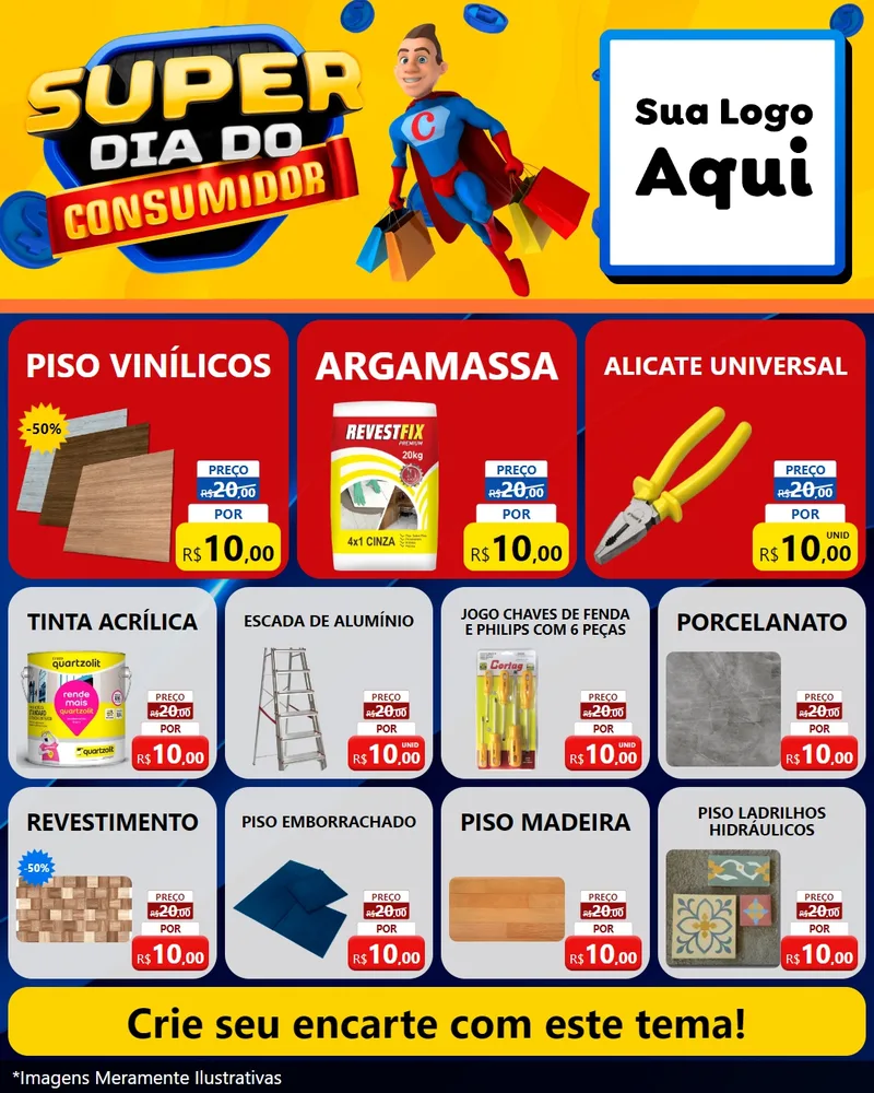 Modelo de Rede Social para Feed Instagram com o tema Super Dia do Consumidor para Material para Construção