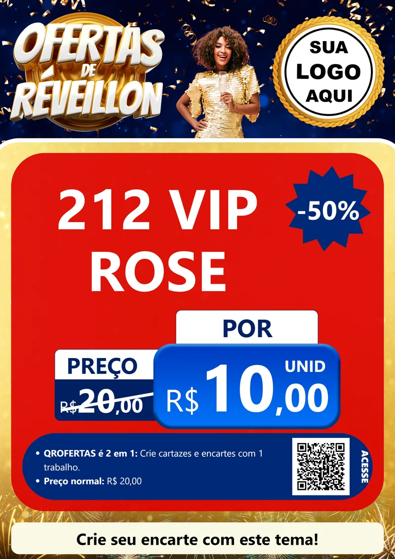 Modelo de Cartaz para Cartaz A4 Vertical com o tema Ofertas de Réveillon para Perfumes