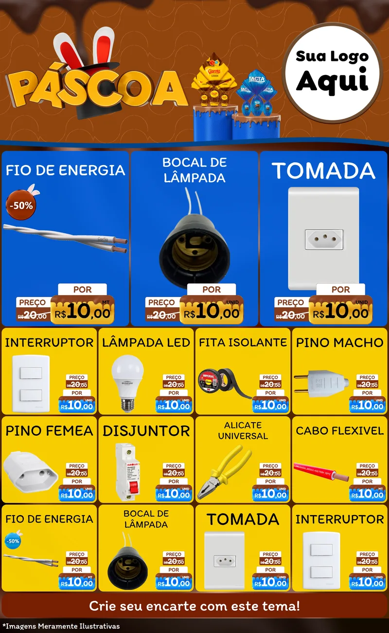 Modelo de Encarte para Encarte Grande com o tema Páscoa para Materiais Elétricos