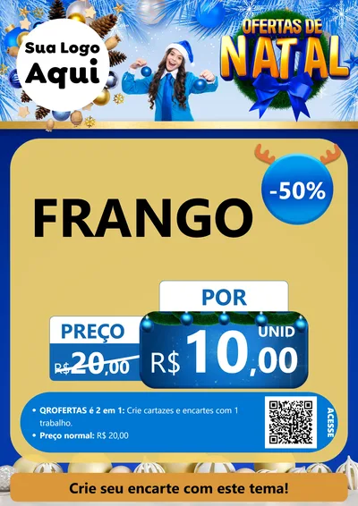 Modelo de Cartaz para Cartaz A4 Vertical com o tema Ofertas de Natal para Assados