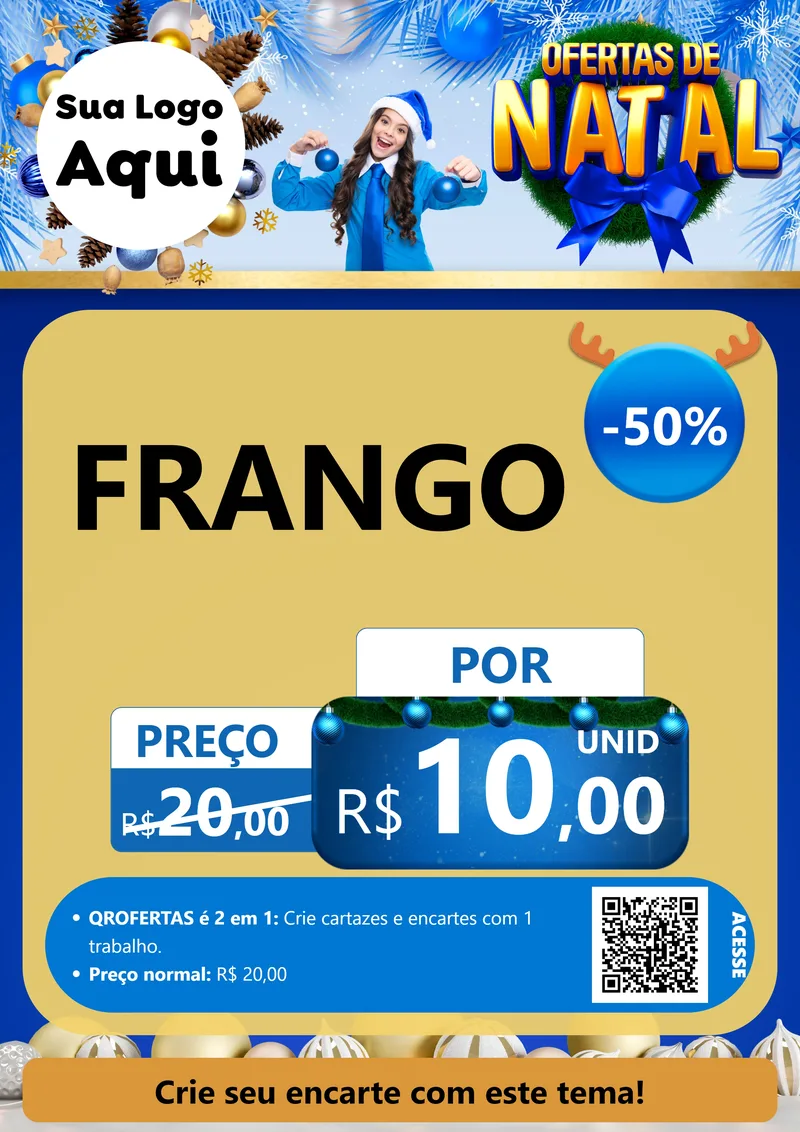 Modelo de Cartaz para Cartaz A4 Vertical com o tema Ofertas de Natal para Assados
