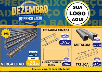 Modelo de Encarte para Encarte A4 Horizontal com o tema Dezembro de Preço Baixo para Ferragens