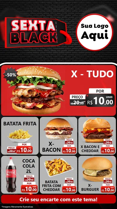 Modelo de Rede Social para Stories com o tema Sexta Black para Hamburgueria
