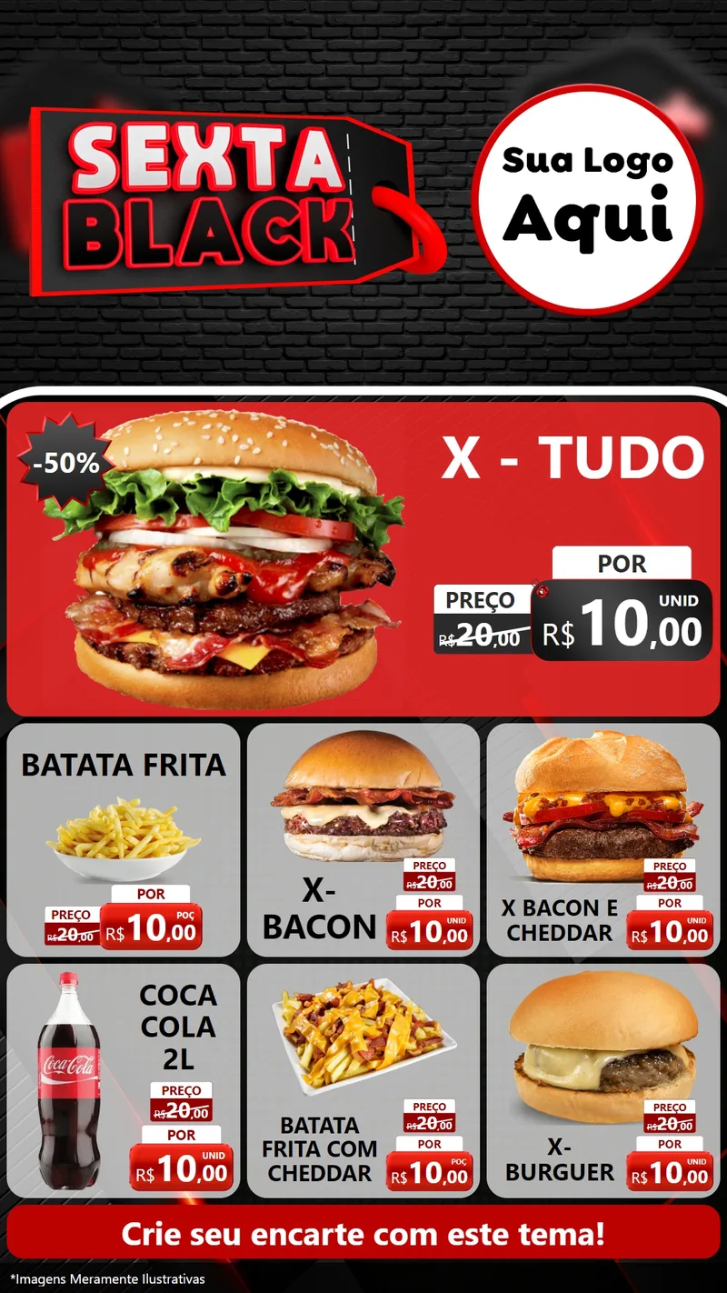 Modelo de Rede Social para Stories com o tema Sexta Black para Hamburgueria