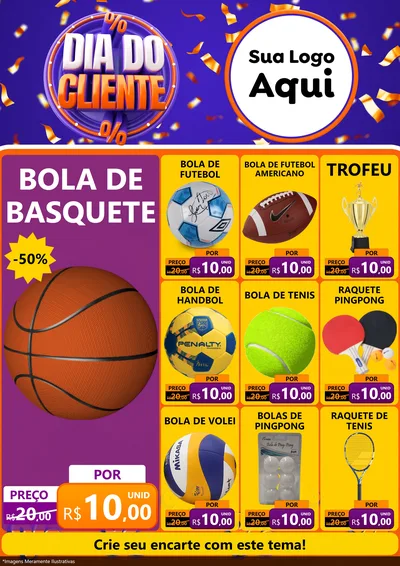 Modelo de Encarte para Encarte A4 Vertical com o tema Dia do Cliente para Artigos Esportivos