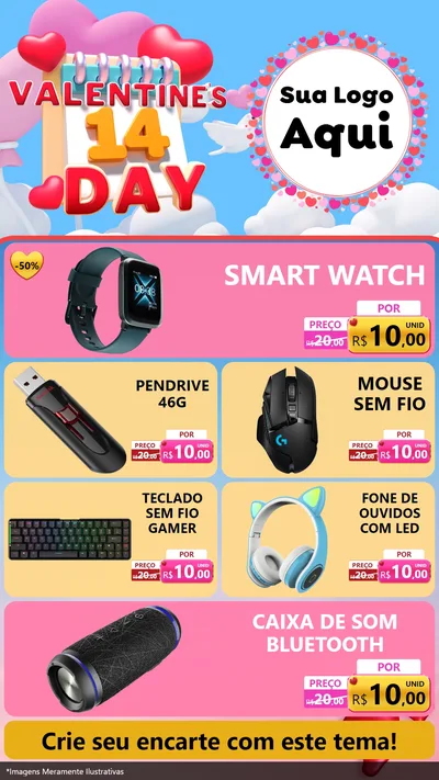 Modelo de TV para TV Vertical com o tema Valentine's Day para Informática