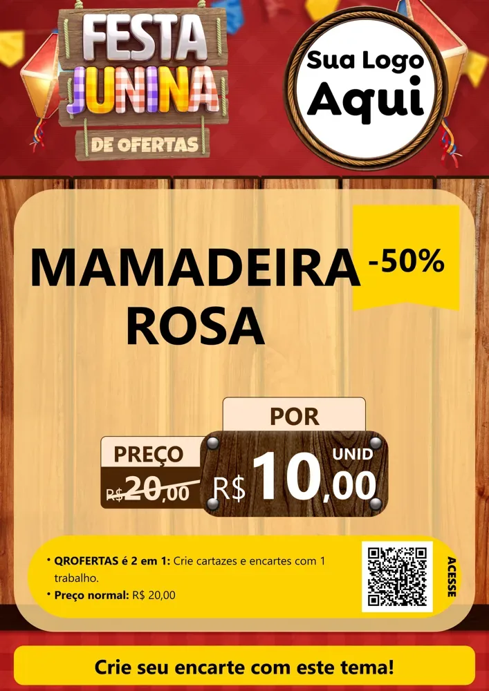 Modelo de Cartaz para Cartaz A4 Vertical com o tema Festa Junina de Ofertas para Bebês