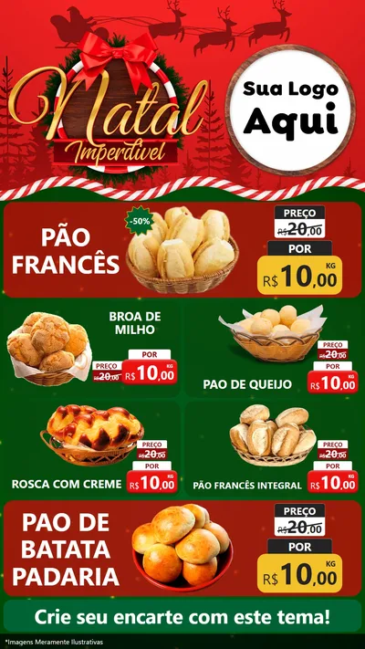 Modelo de TV para TV Vertical com o tema Natal Imperdível para Padaria