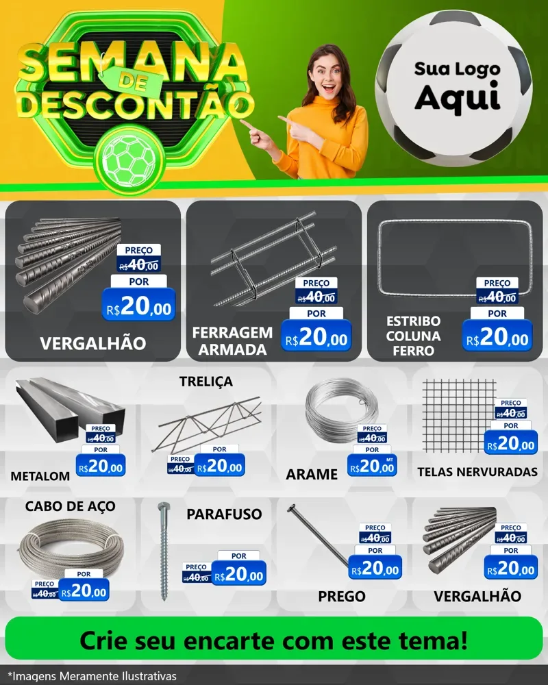 Modelo de Rede Social para Feed Instagram com o tema Semana de Descontão - Copa para Ferragens
