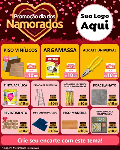 Modelo de Rede Social para Feed Instagram com o tema Promoção Dia Dos Namorados para Material para Construção