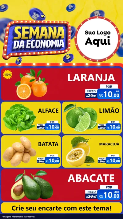 Modelo de TV para TV Vertical com o tema Semana da Economia para Hortifrúti