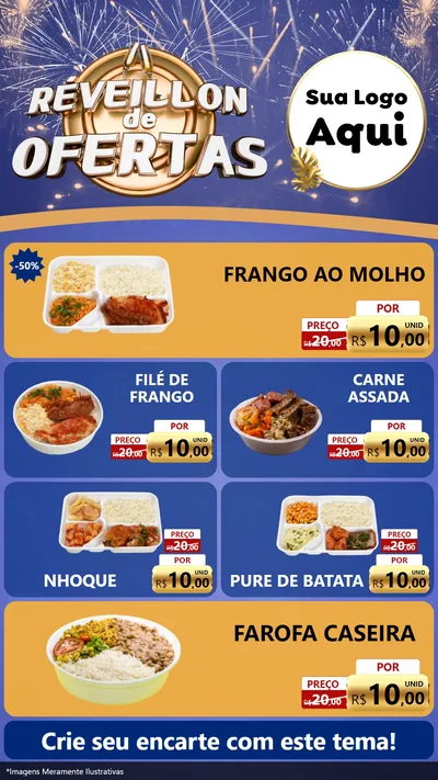 Modelo de TV para TV Vertical com o tema Réveillon de Ofertas para Restaurante