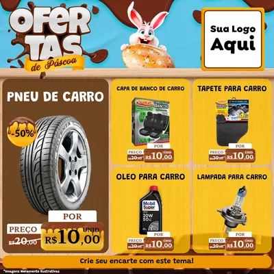 Modelo de Rede Social para Feed Facebook com o tema Ofertas de Páscoa para Auto peças