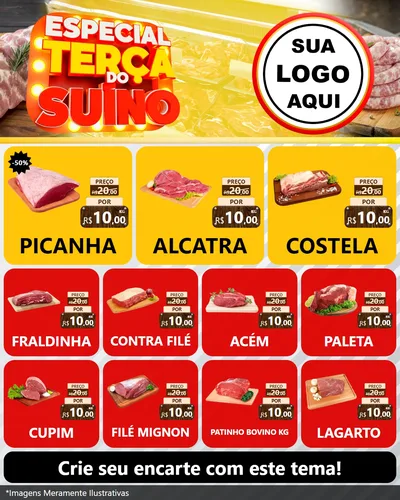 Modelo de Rede Social para Feed Instagram com o tema Especial Terça do Suíno para Açougue