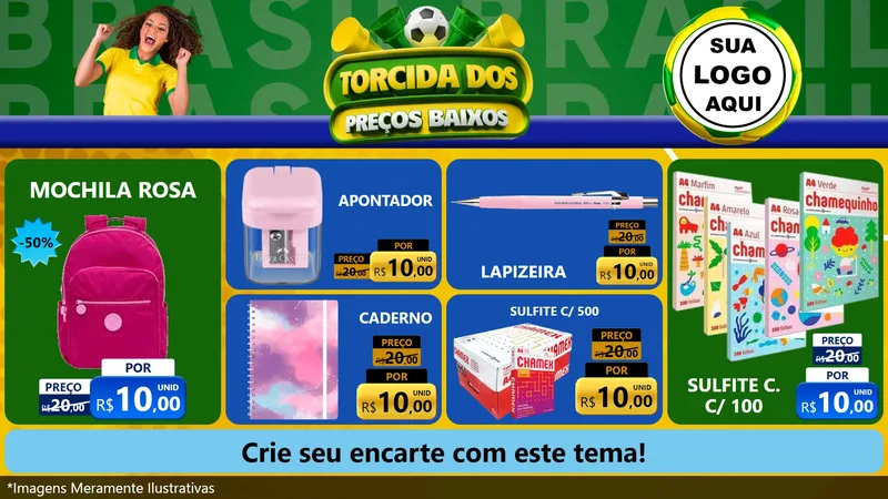 Modelo de TV para TV Horizontal com o tema Torcida dos Preços Baixos para Papelaria