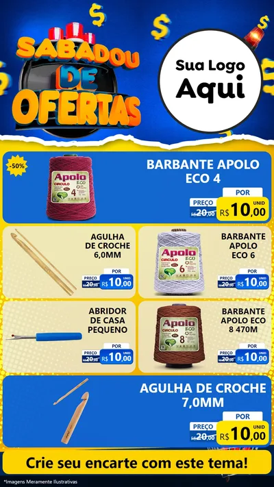 Modelo de TV para TV Vertical com o tema Sabadou de Ofertas para Armarinho e Aviamentos