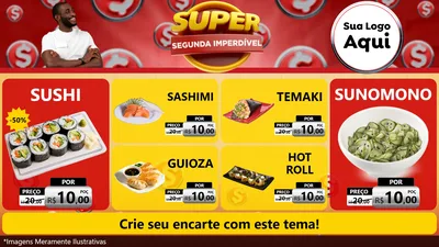 Modelo de TV para TV Horizontal com o tema Super Segunda Imperdível para Comida japonesa