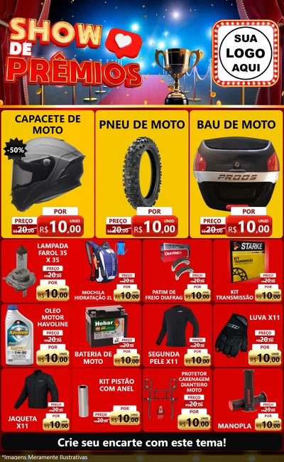 Modelo de Encarte para Encarte Grande com o tema Show de Prêmios para Moto peças