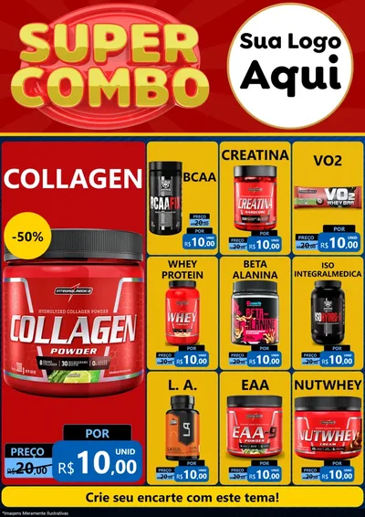 Modelo de Encarte para Encarte A4 Vertical com o tema Super Combo para Suplementos alimentares