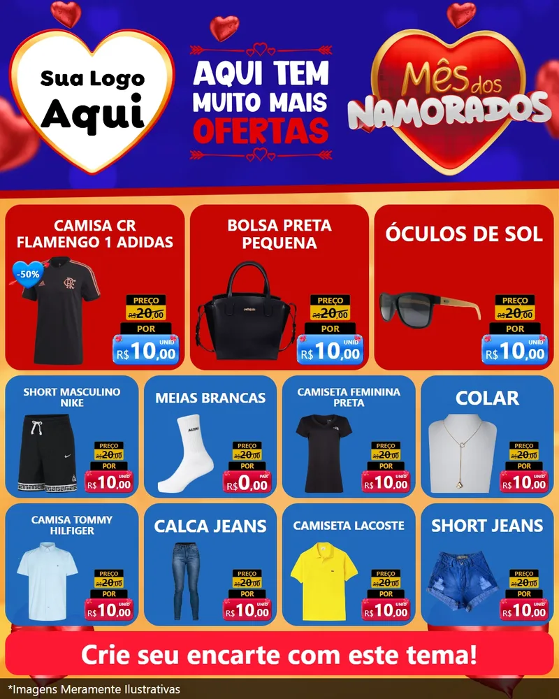 Modelo de Rede Social para Feed Instagram com o tema Mês dos Namorados para Roupas e acessórios
