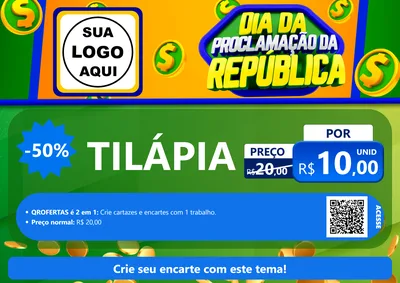 Modelo de Cartaz para Cartaz A4 Horizontal com o tema Dia Da Proclamação da República para Peixaria