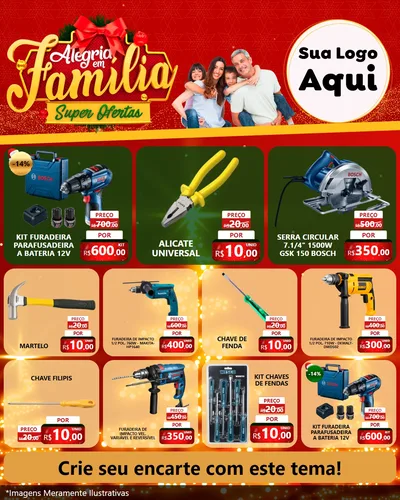 Modelo de Rede Social para Feed Instagram com o tema Alegria em Família Super Ofertas - Natal para Maquinas e Ferramentas