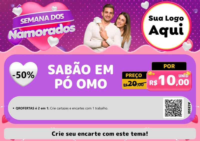 Modelo de Cartaz para Cartaz A4 Horizontal com o tema Semana dos Namorados para Produtos de Limpeza