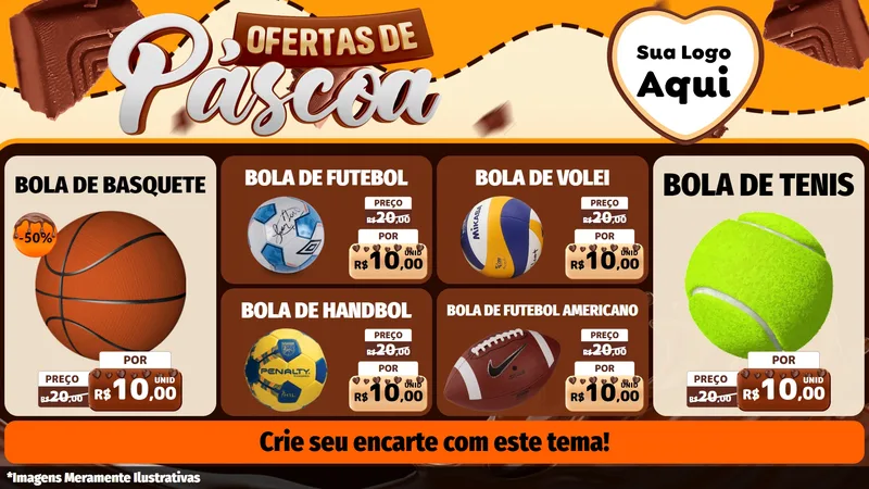 Modelo de TV para TV Horizontal com o tema Ofertas de Páscoa para Artigos Esportivos