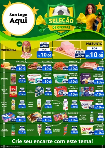 Modelo de Encarte para Encarte A4 Vertical com o tema Seleção de Ofertas - Copa para Frios e Laticínios